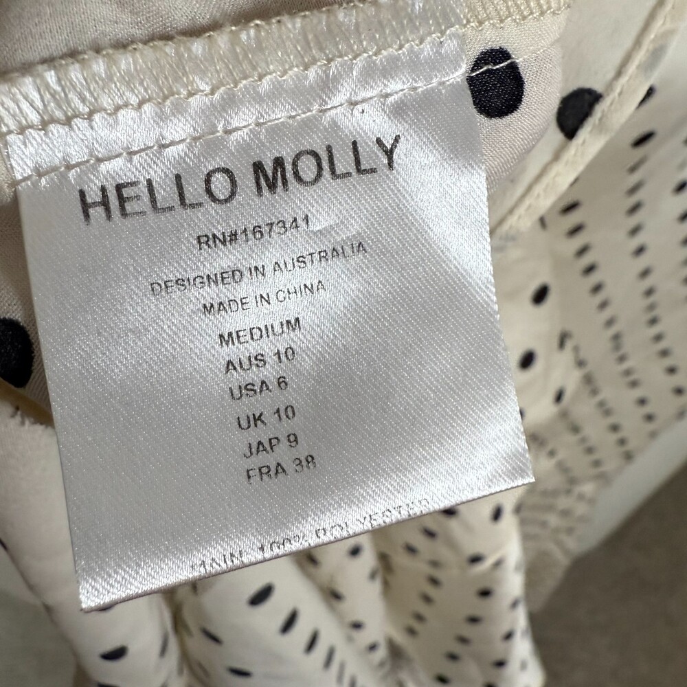 Hello Molly Riviera Satin Polka Dot Ruffle Maxi Dress – Cream – Size M - Picture 9 of 11